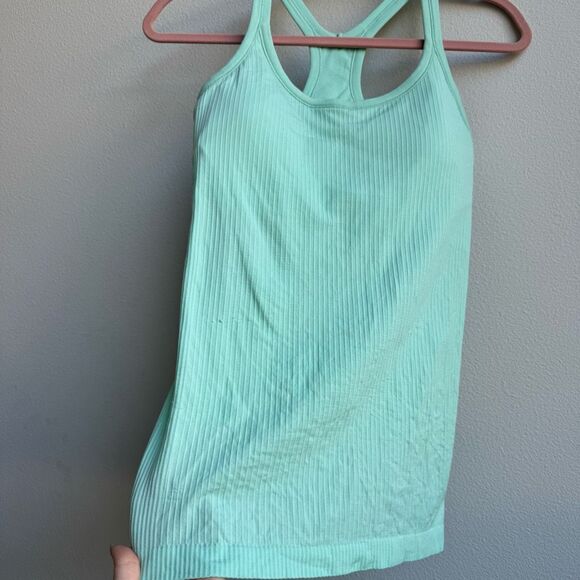 Lululemon Wild Mint Green Ebb to Street Ribbed Racerback Tank Top Size 8 Medium - Picture 2 of 6